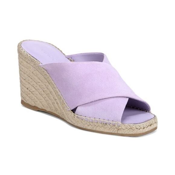 Vince Gaelan Suede Crisscross Wedge Espadrilles Sandals In Violetta size 9 - Picture 1 of 13